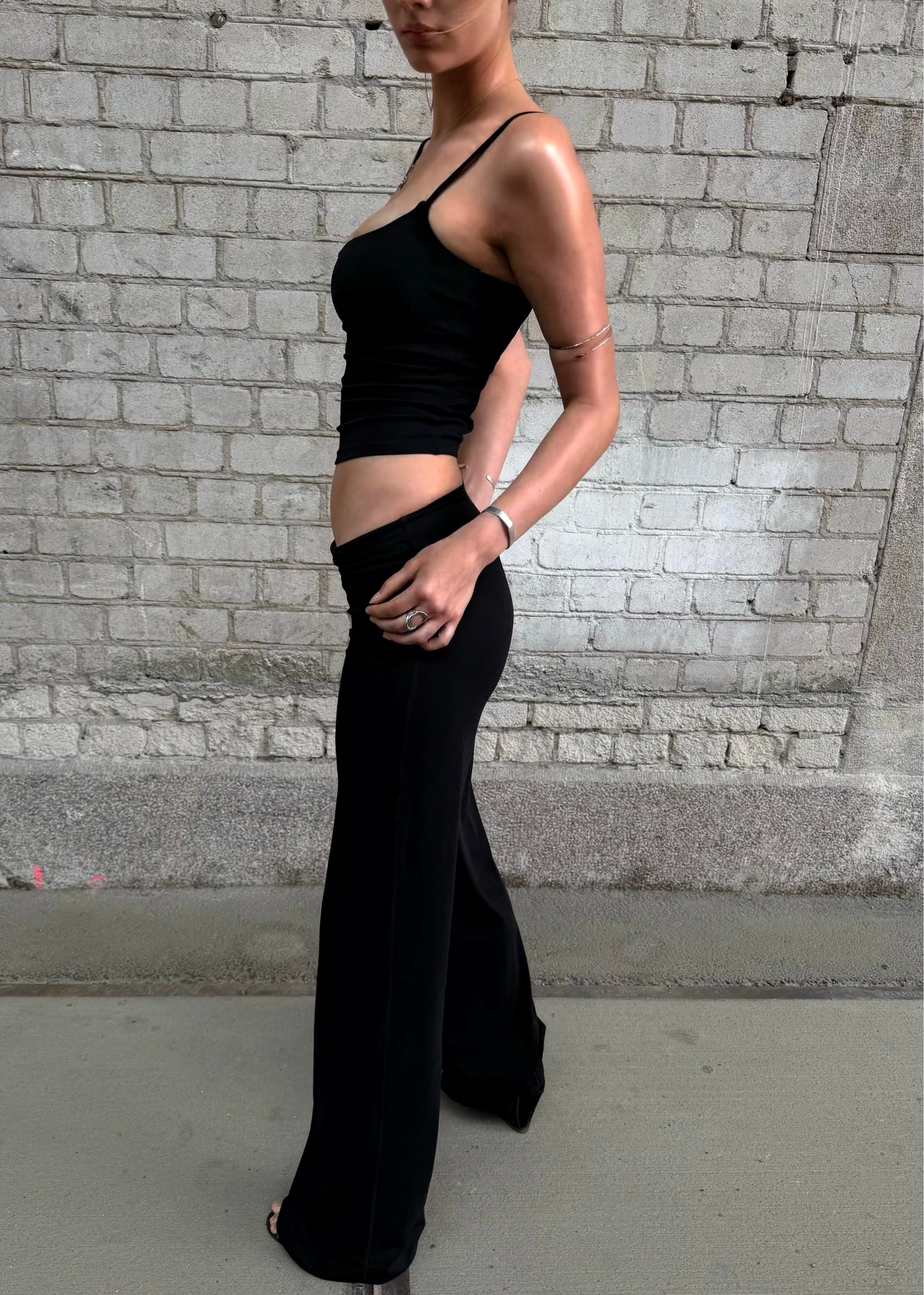 Model is wearing Wide leg pants in Tall 