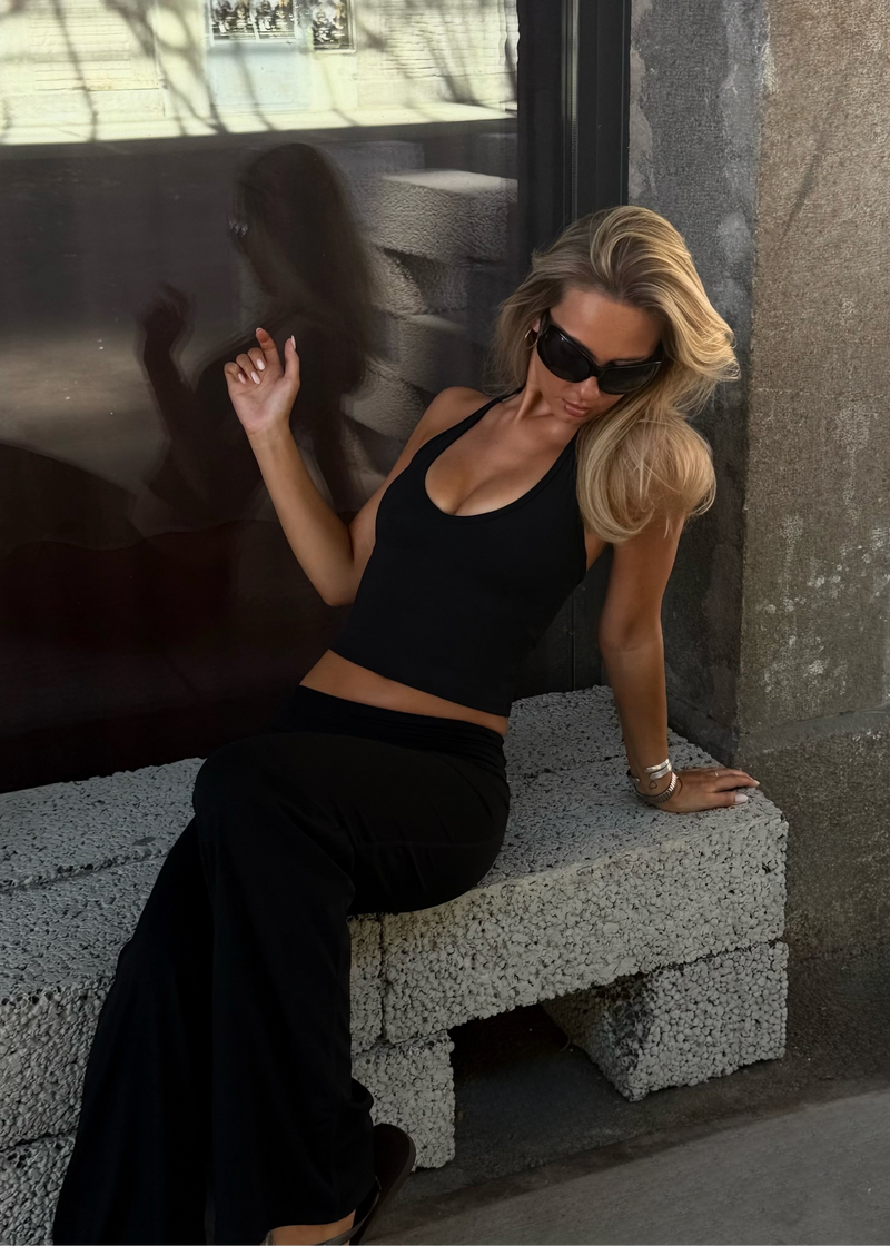 LeaSilk Halterneck Top Black