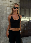 LeaSilk Halterneck Top Black