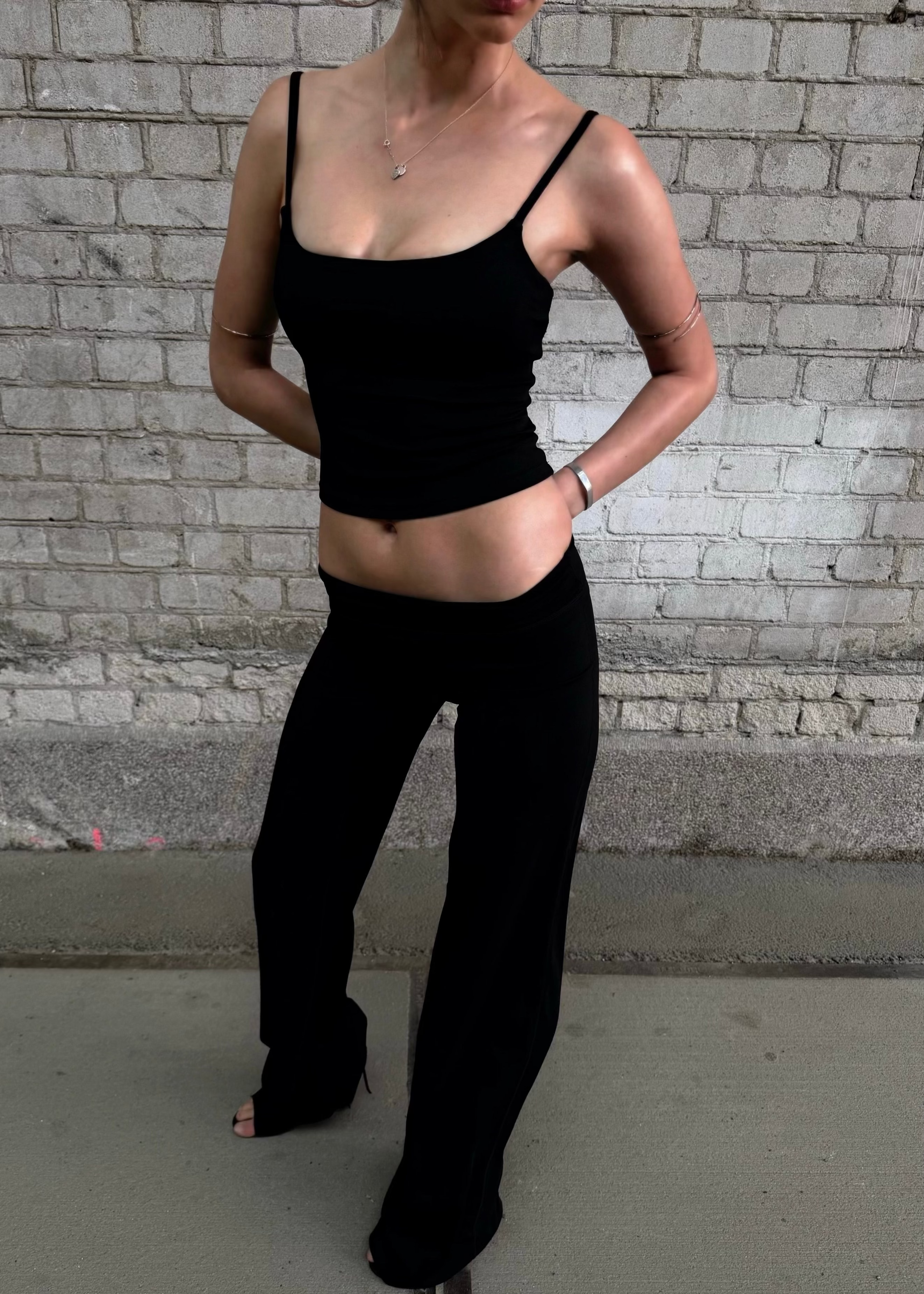 Model is wearing Wide leg pants in Tall 