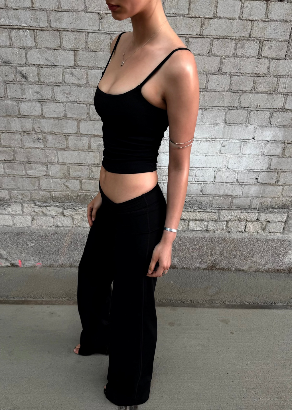 Model is wearing Wide leg pants in Tall 